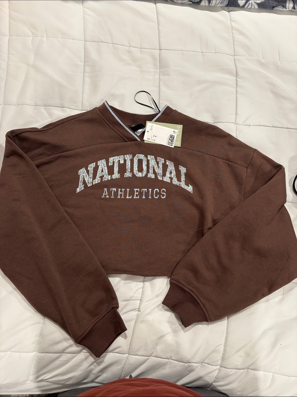 Divided Brown 'National Athletics' Cropped Sweatshirt